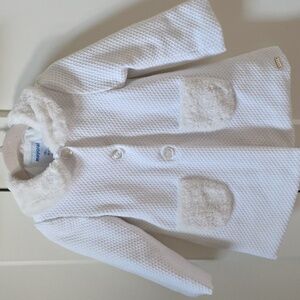 Mayoral White Faux Fur Lined Waffle Winter Coat | 18M